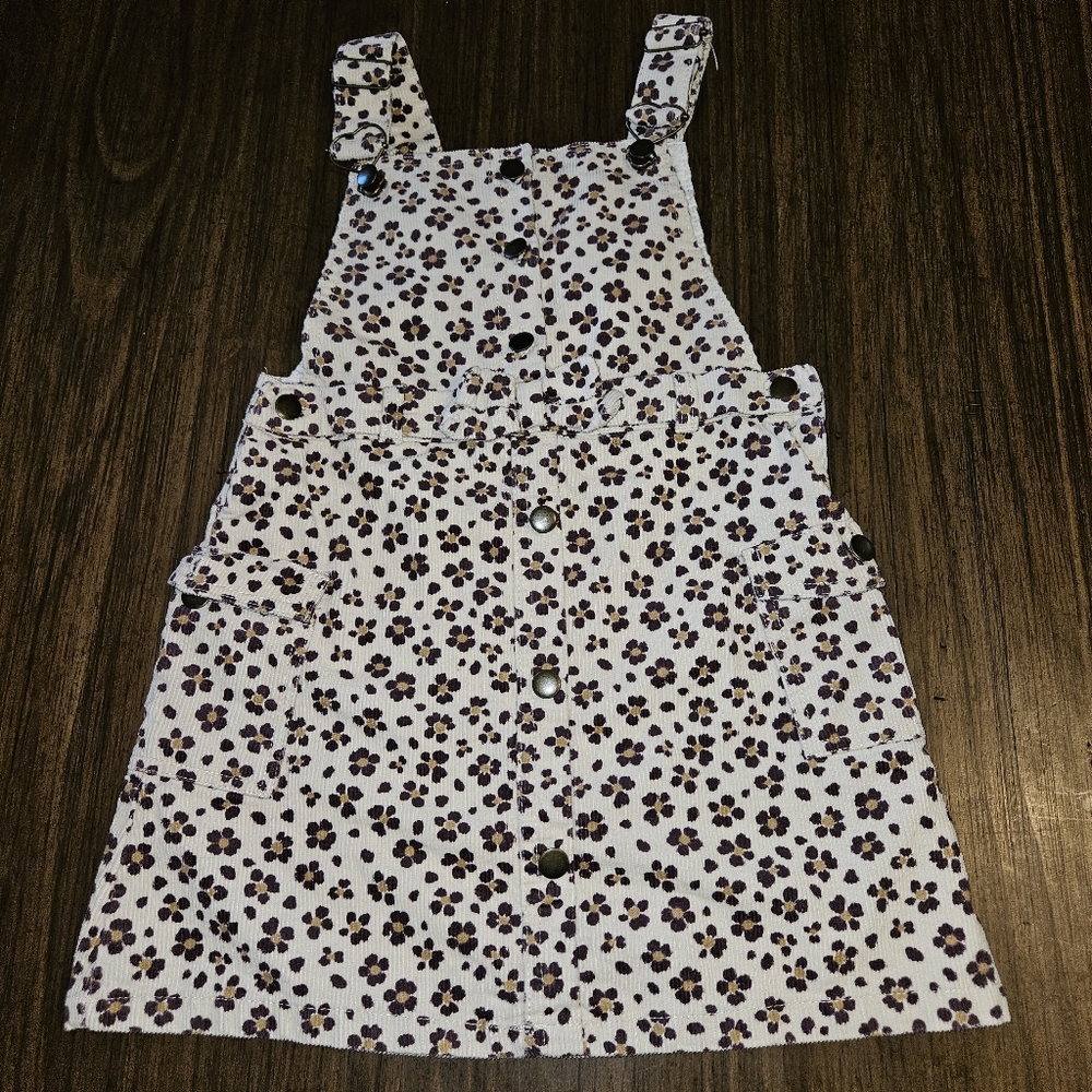 Cheetah Brown Skirtall Button Denim Overall Dress Size 6X Girls